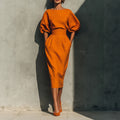 Elegant Retro Boat Neck Puff Sleeve High Skirts
