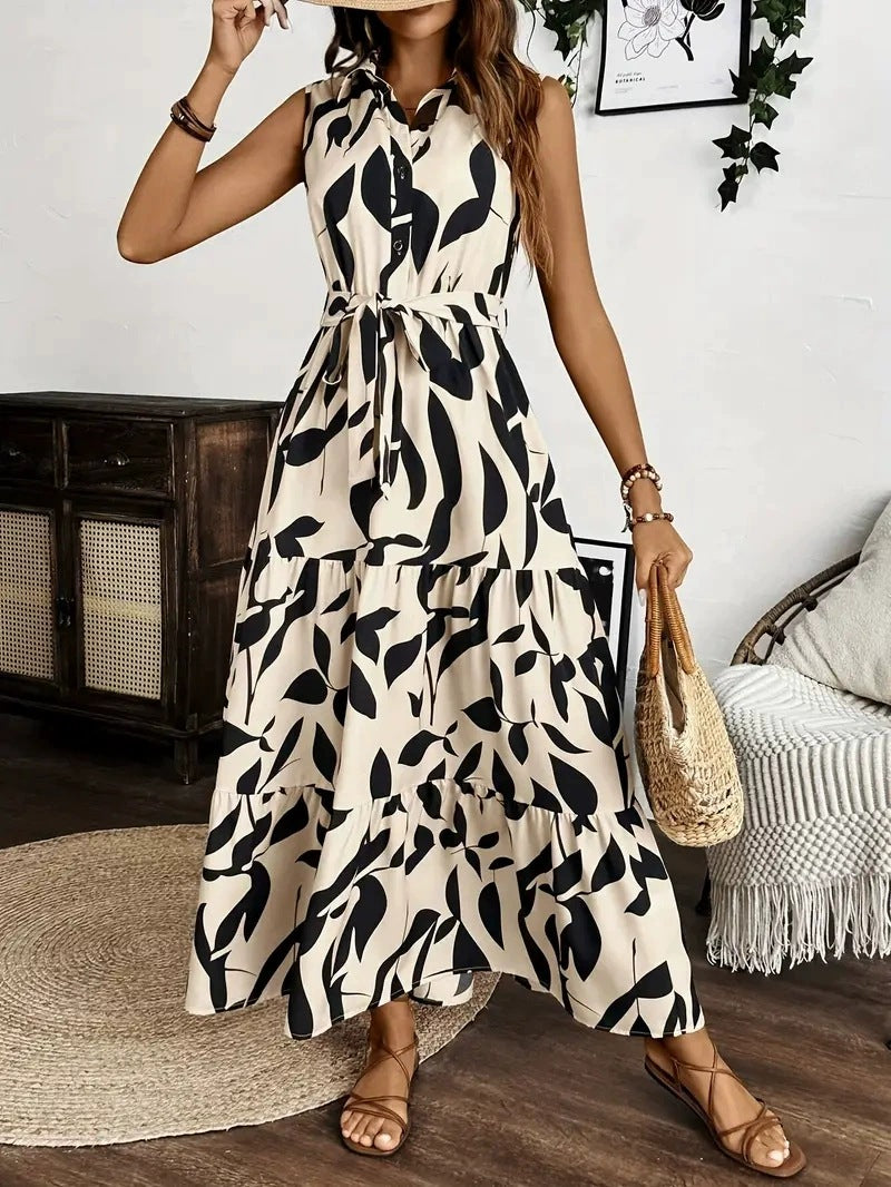 Charming Women's Temperament Printed Long Sleeve Dress
