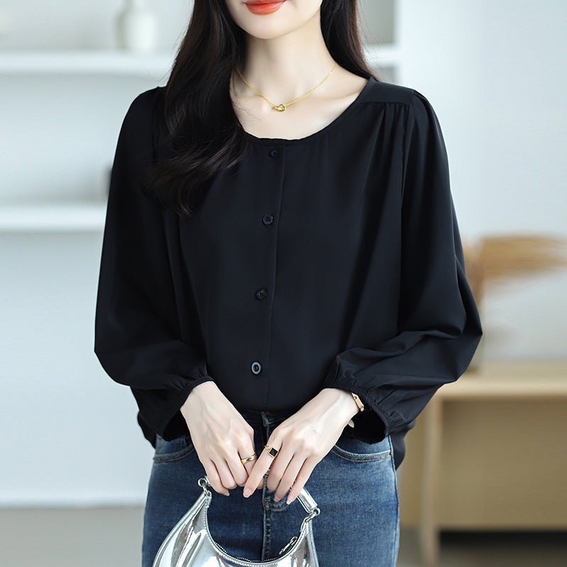 Women's Shirt Large Loose Leisure Slimming Belly Covering Elegant Blouse