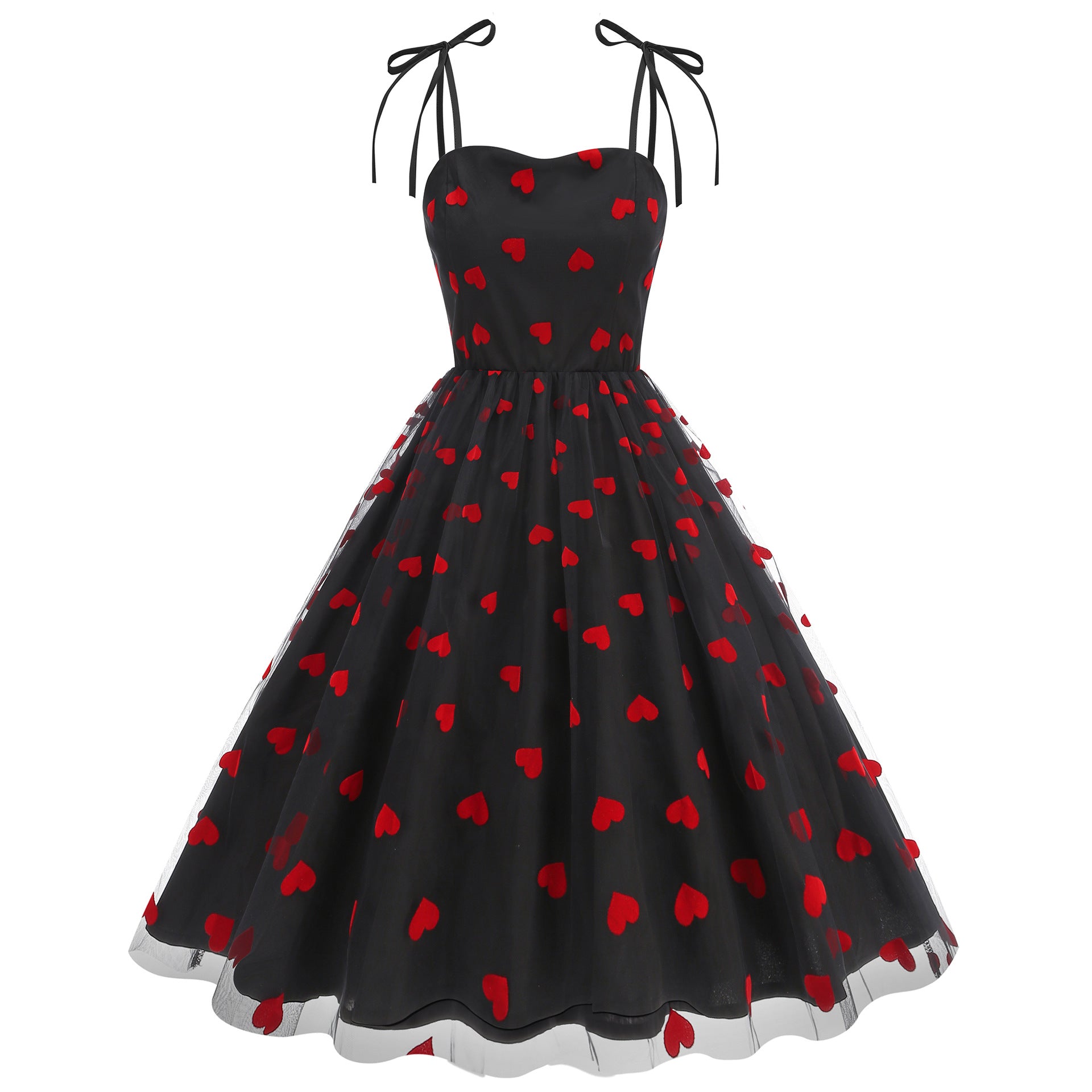 Strap Embroidery Mesh Valentine's Day Couple Fresh Dress