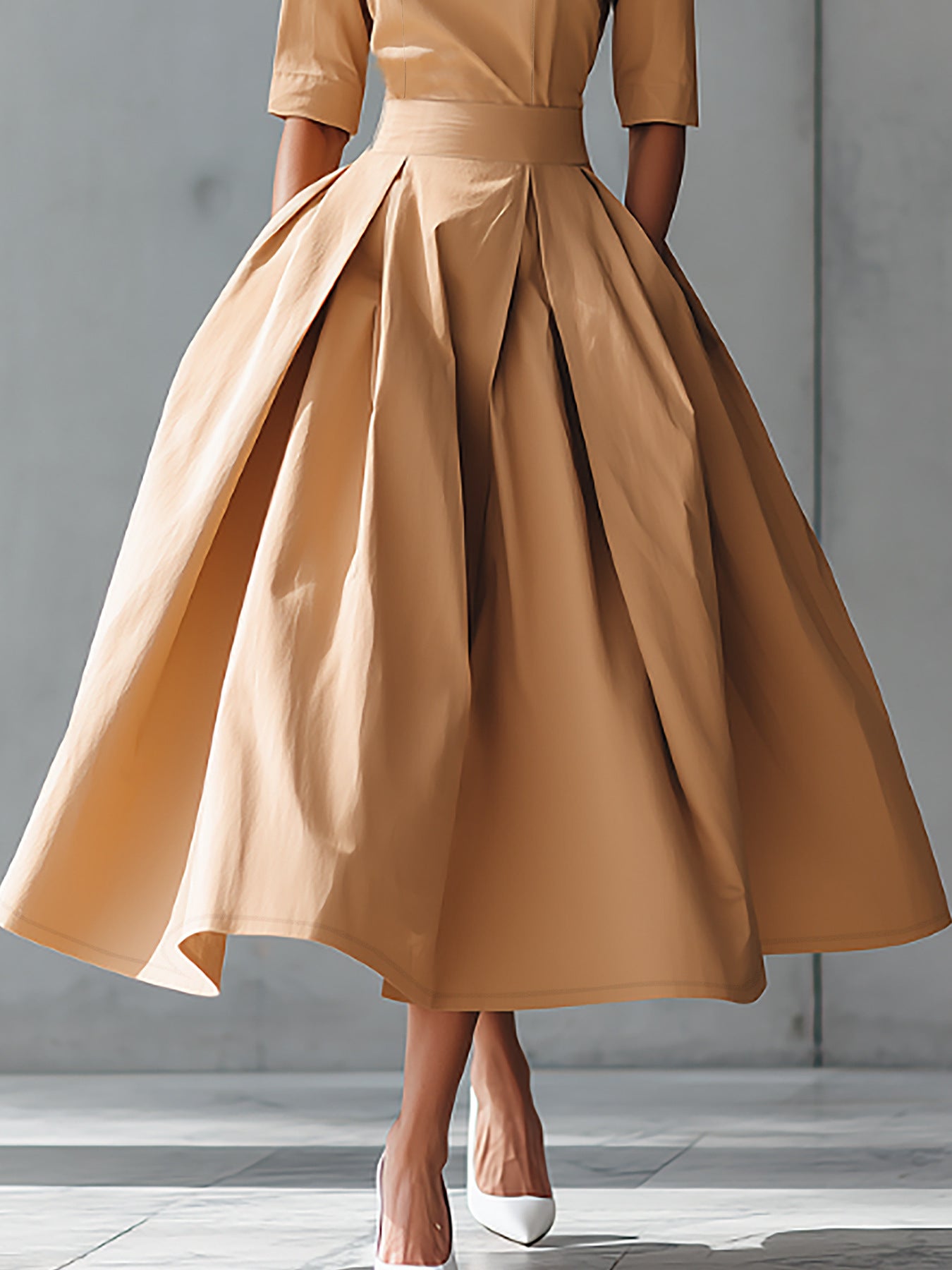 Fashion Casual Elegant Personality Design Three-quarter Sleeve Swing Dress