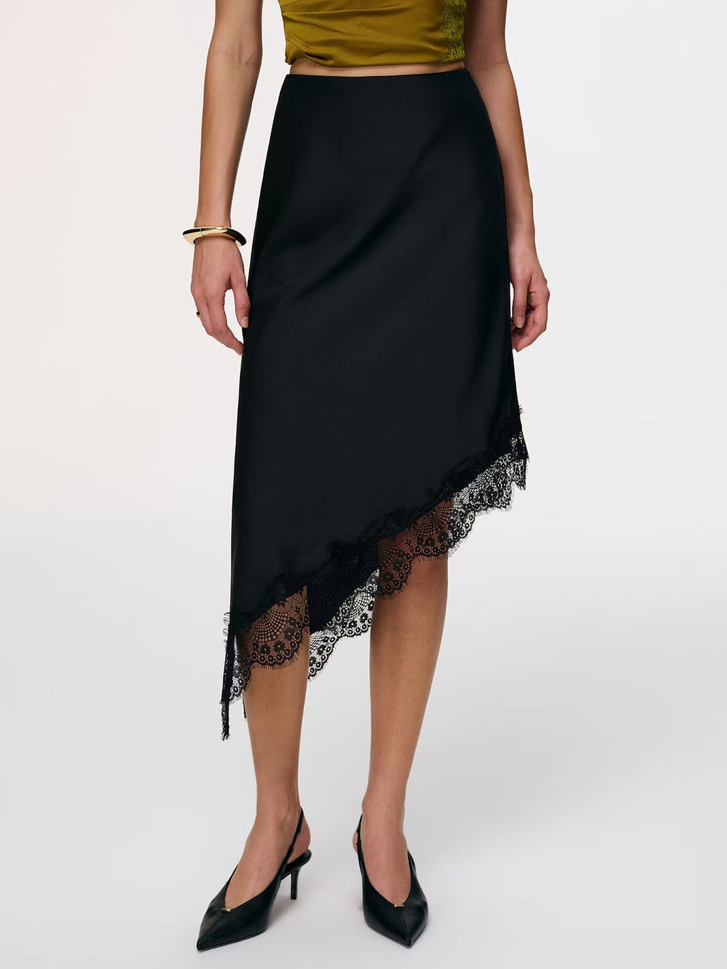 Women's Irregular Stitching Lace Temperament Elegant Slimming A- Skirts