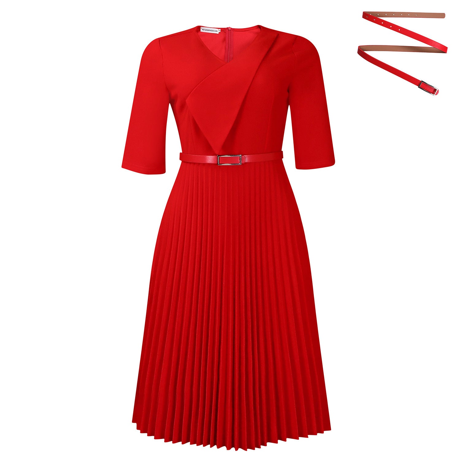 Women's Summer Fashion Elegant Solid Color Pleated Dress