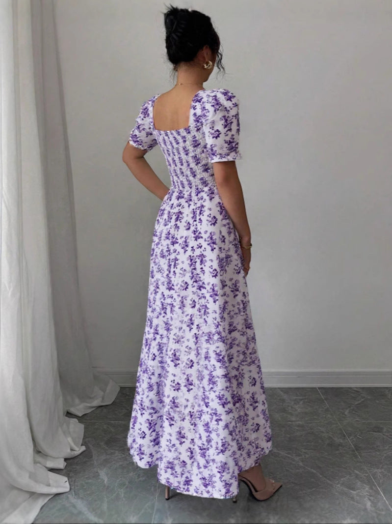 Women's Summer Fashionable Elegant Short-sleeved Printed Large Dress