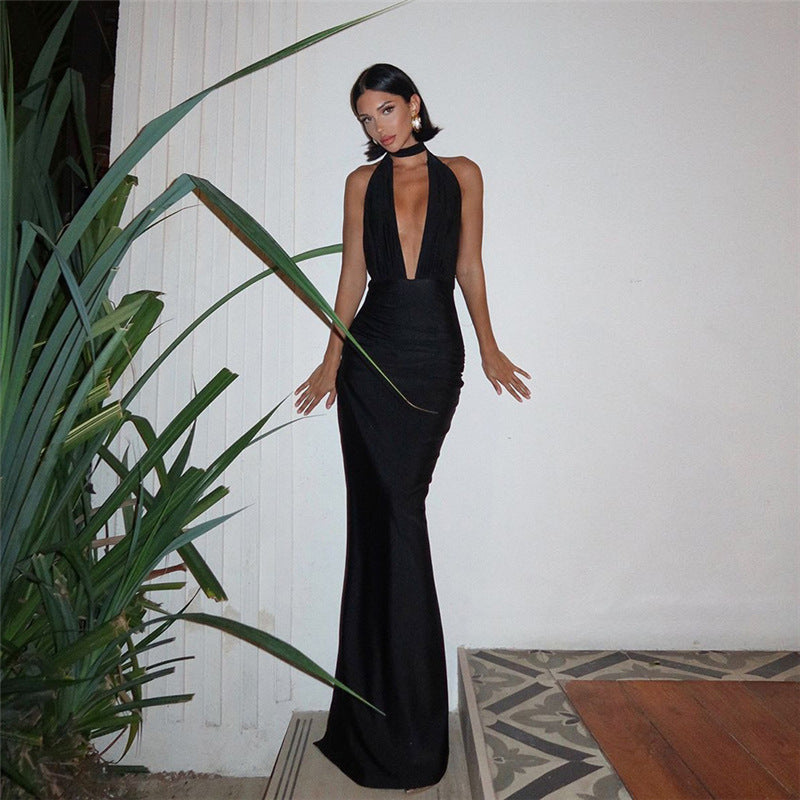Personality Deep V Sexy Hot Sleeveless High Waist Dress
