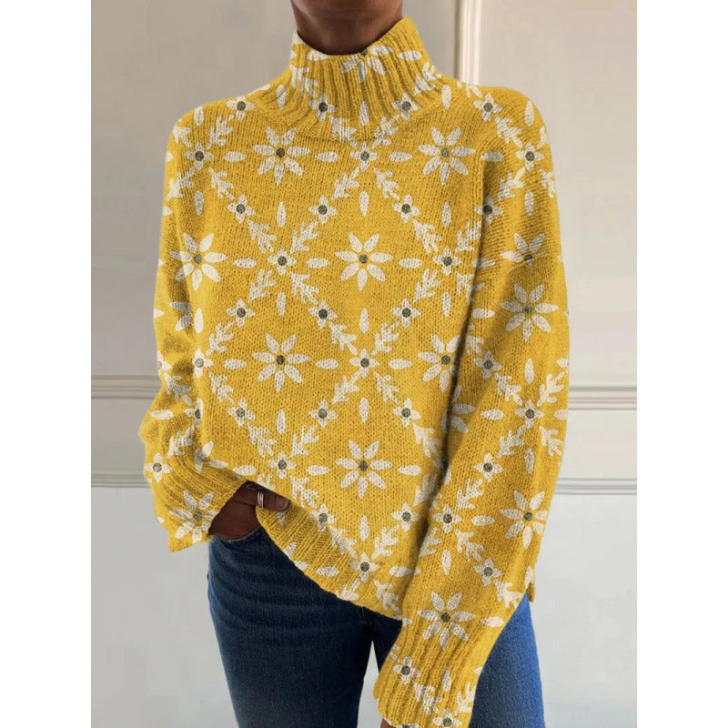 Innovative Women's Christmas Printed Wear Turtleneck Women's T-shirt