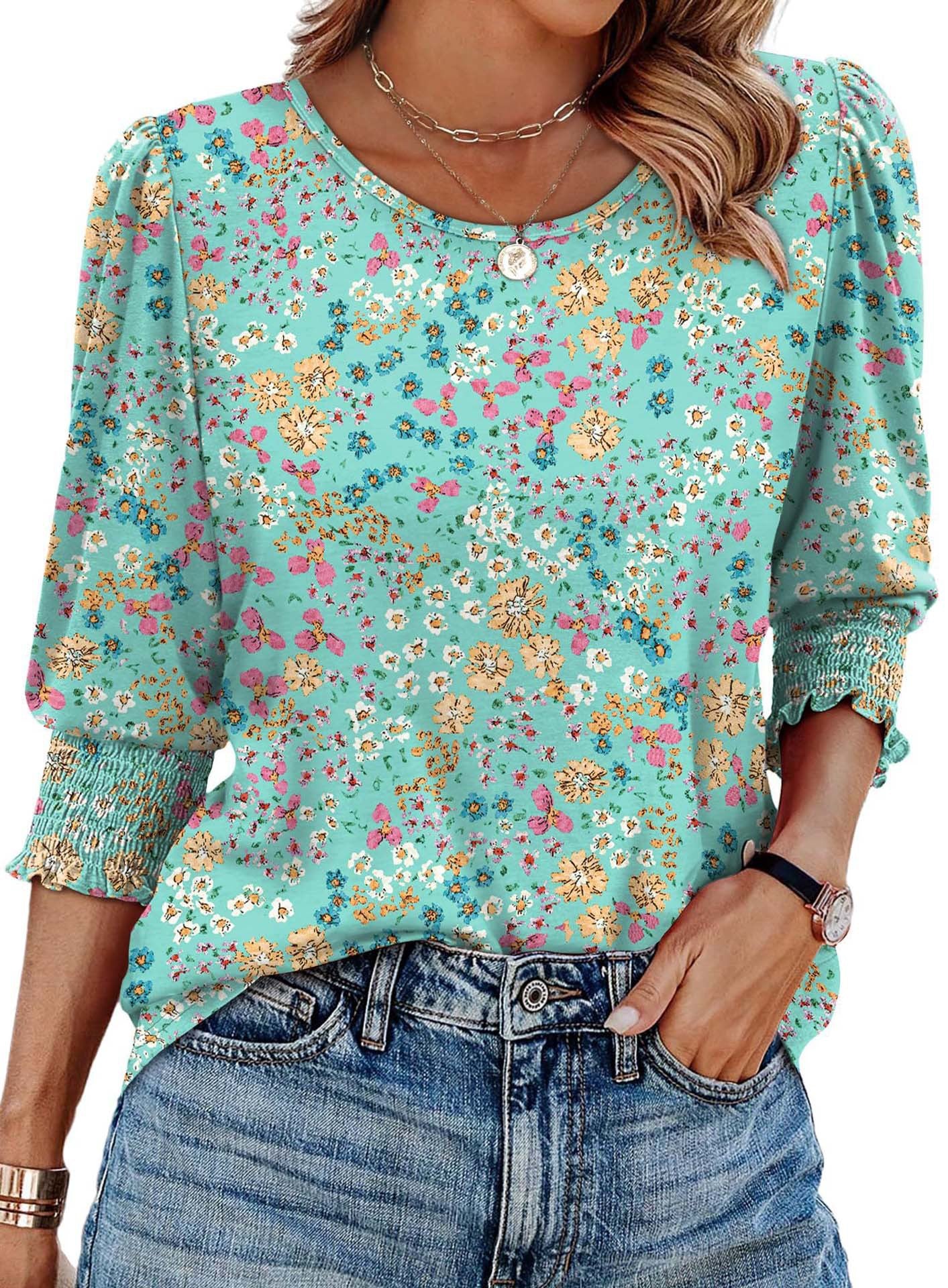 Women's Autumn Loose Casual Print Sleeve Crew Women's T-shirt
