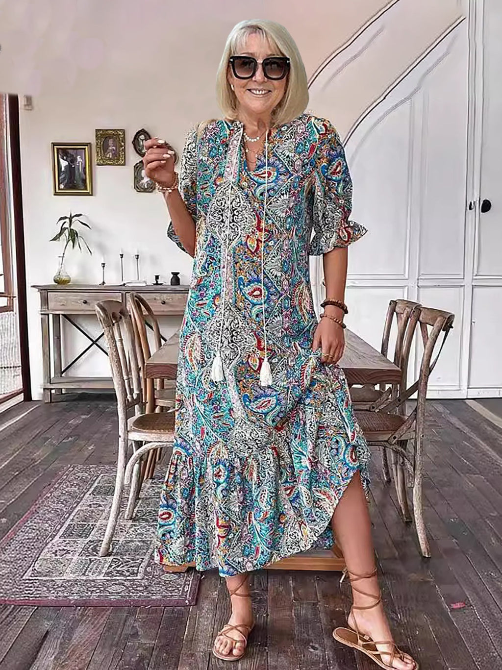 Charming Trendy Women's Casual Holiday Printed Dress