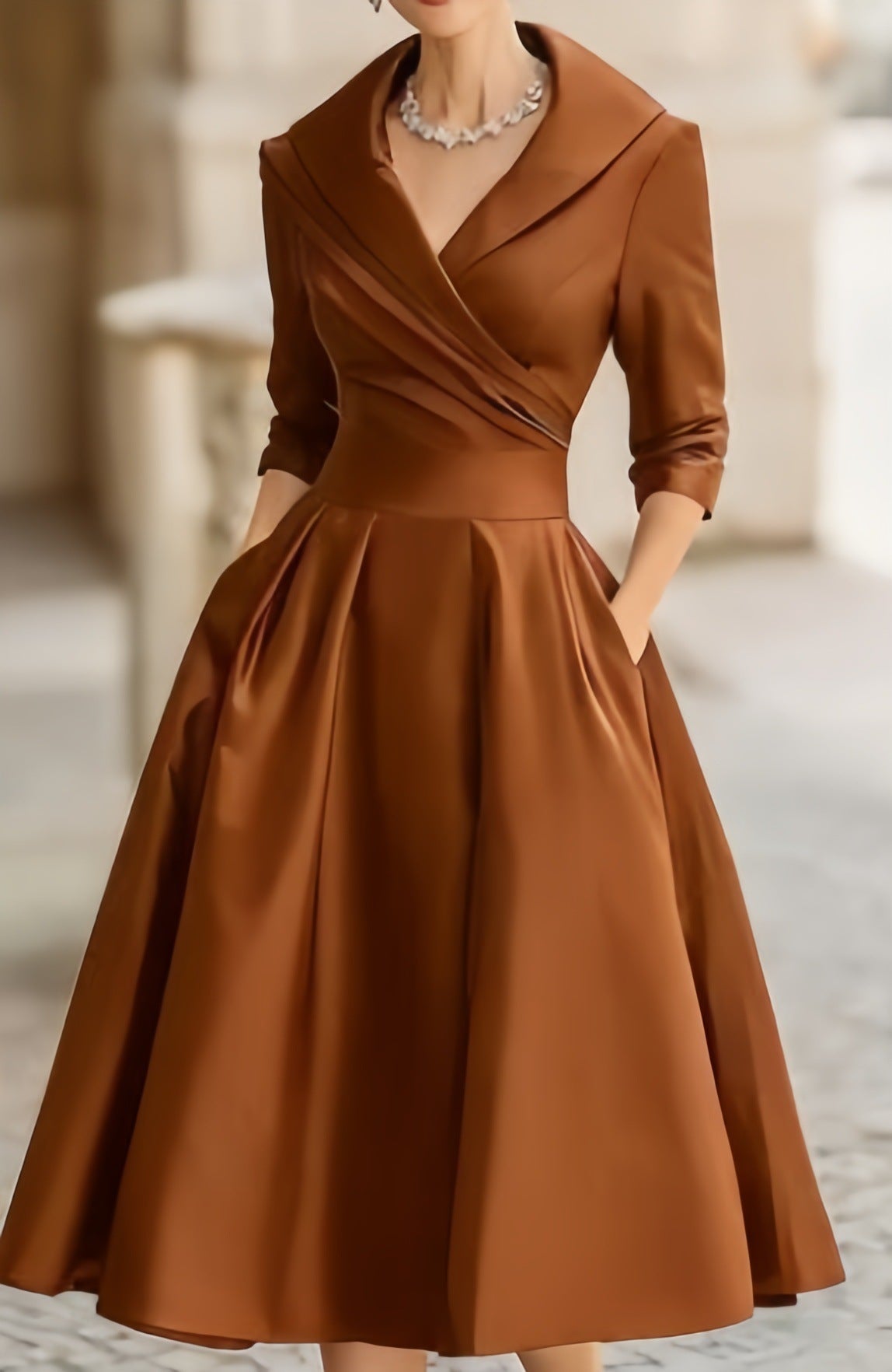 Women's Elegant Formal Waist Slimming Long Sleeve Dress