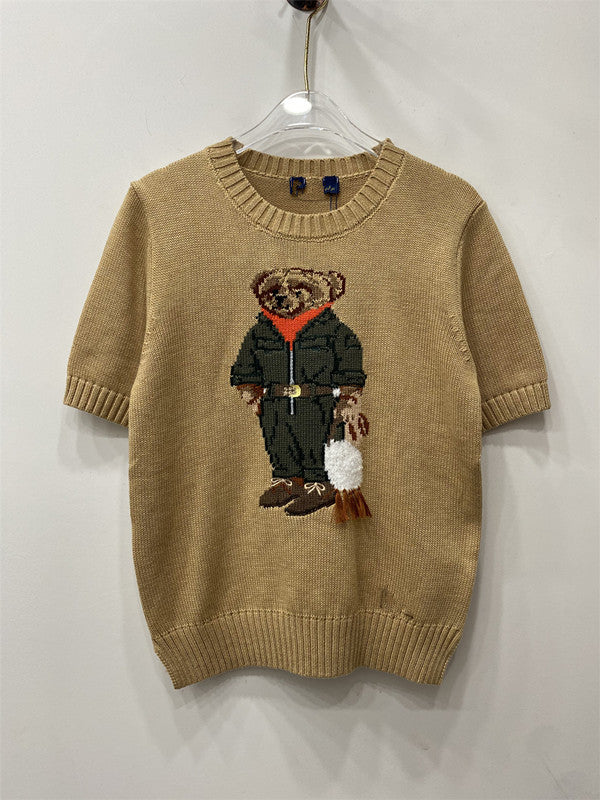 Women's High Quality Cartoon Jacquard Bear Sleeve Shorts