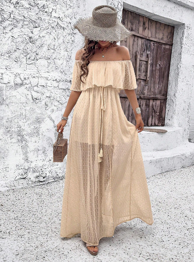 Women's Bohemian Sexy Solid Color Sleeve Dress