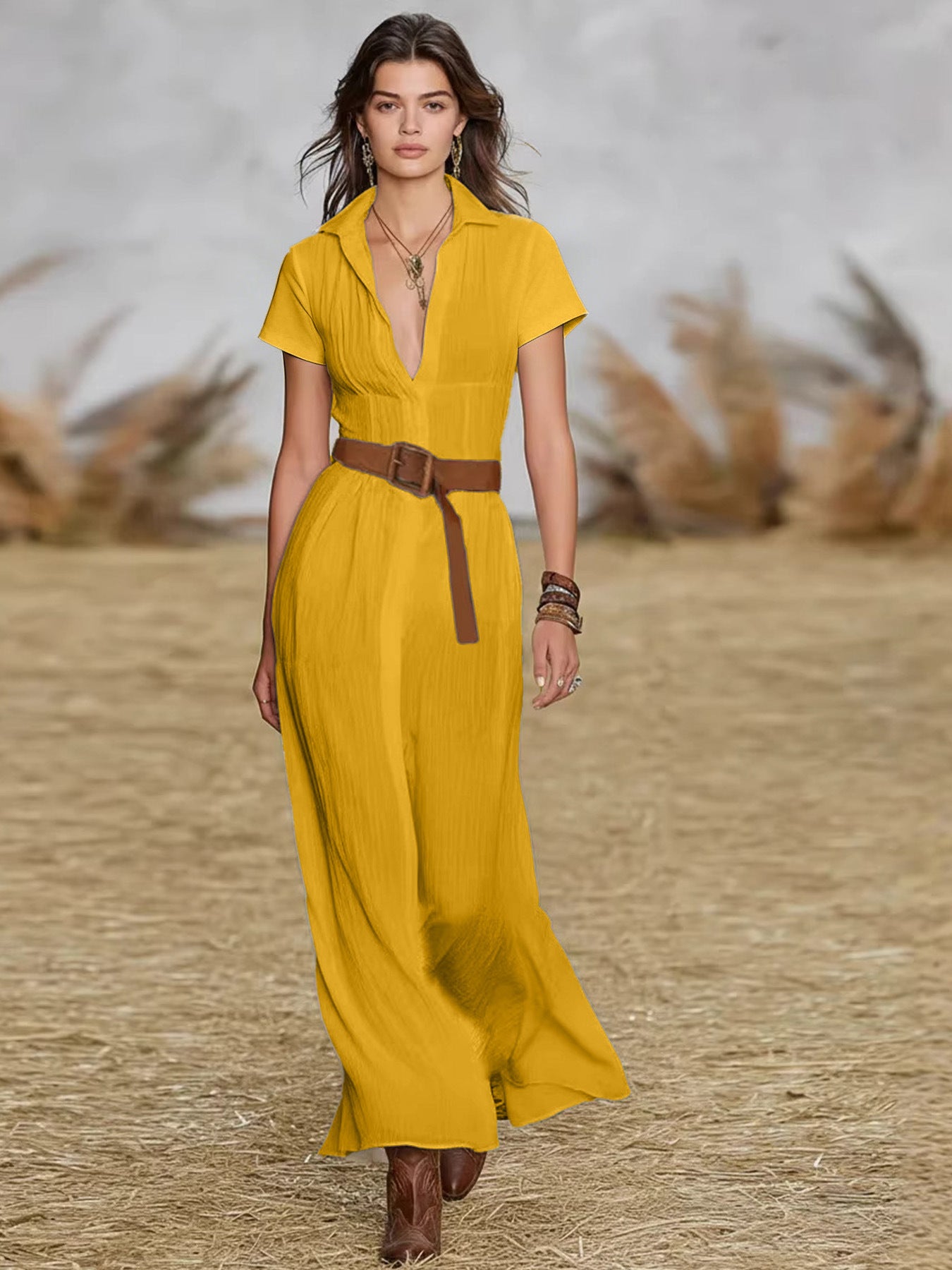 Trendy Holiday Western Bohemian Beach Collar Blouses