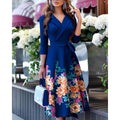Autumn Three-quarter Sleeve Fashion Tie Waist Trimming Dress