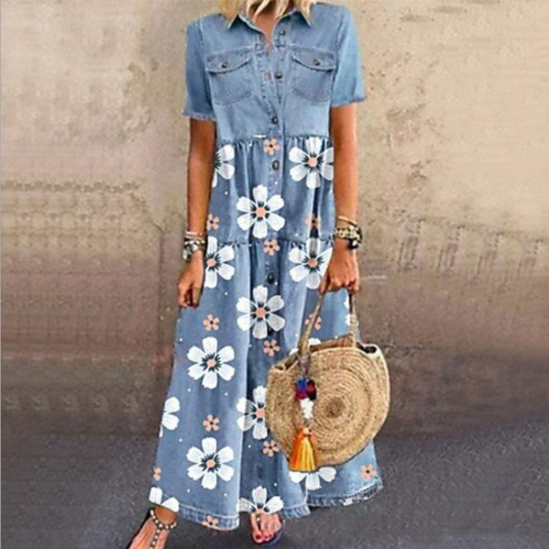 Casual Attractive Denim Style Long Distressed Dress