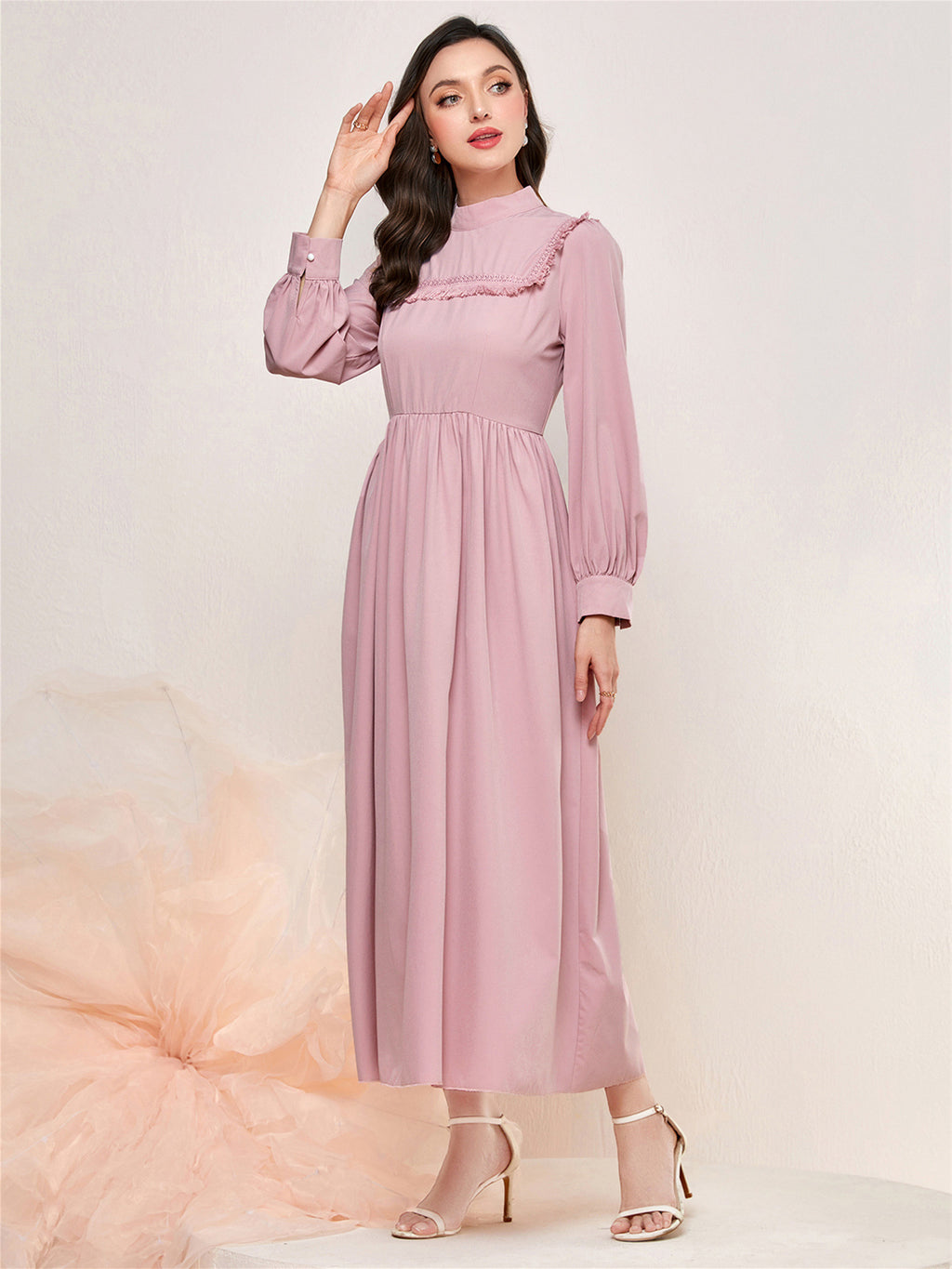 Women's Flow Su Stitching Stand Collar Fashion Dress