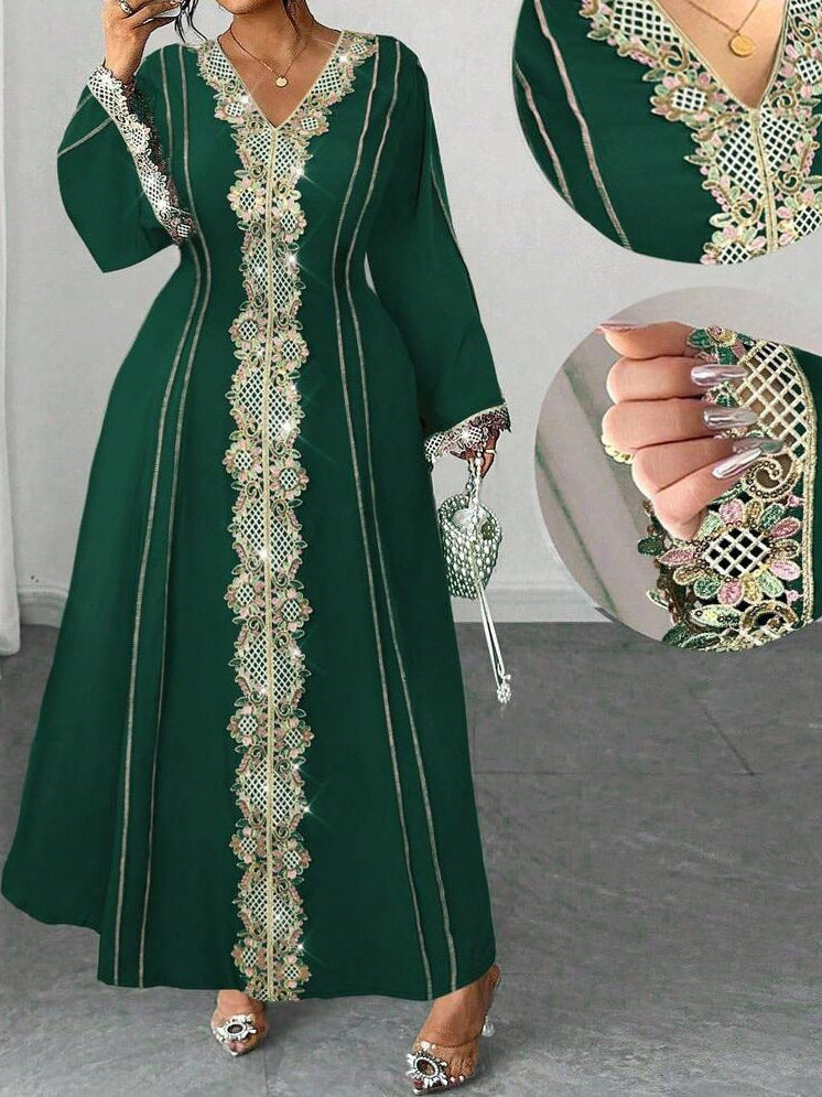 Women's Elegant Lace Robe Loose Fashion Long Dress