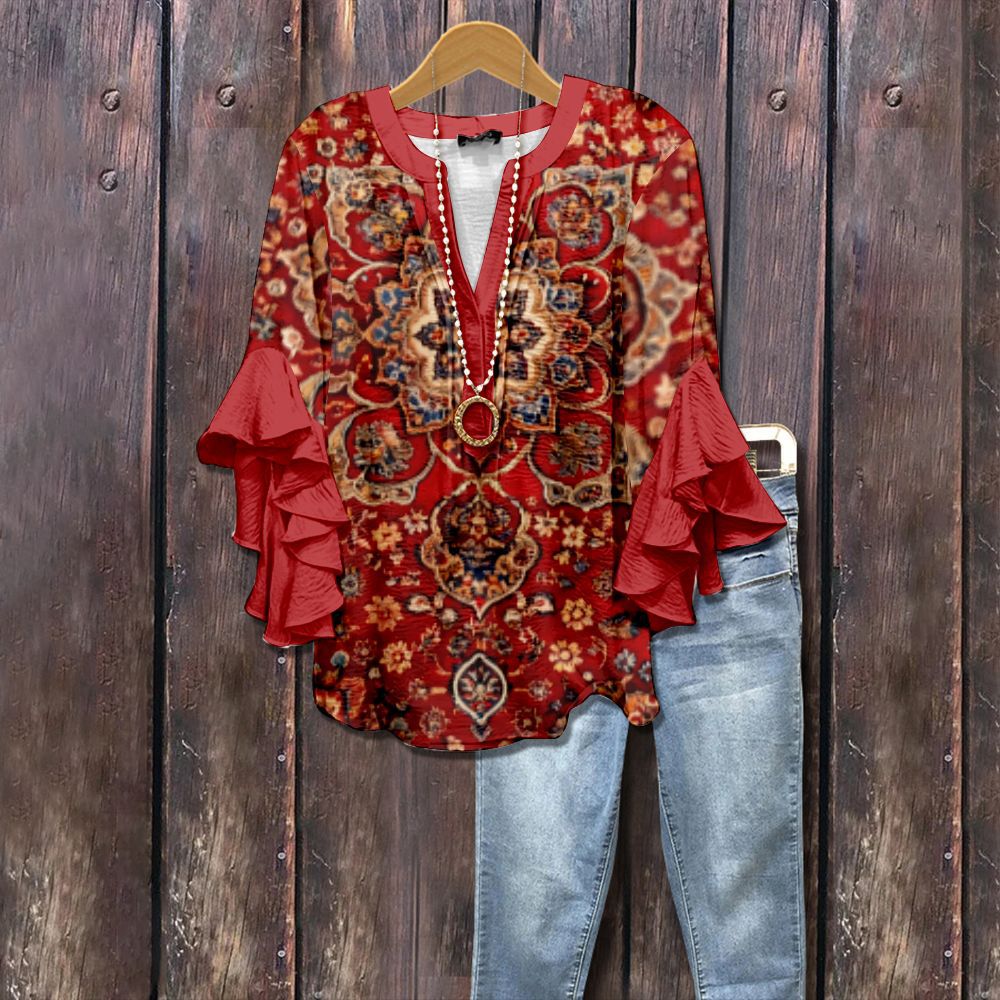 Women's Creative Floral Element Printing Digital Casual Trend Lotus Clothing