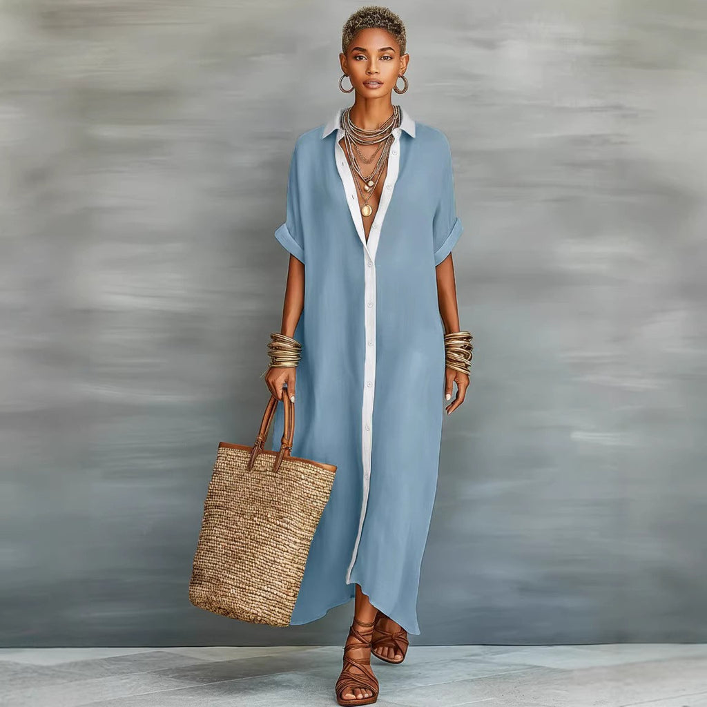 Women's Color Loose Long Shirt Fashion Casual Comfortable Vacation Dress