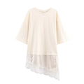 Women's Summer Graceful Fashionable Hem Stitching Lace Women's T-shirt