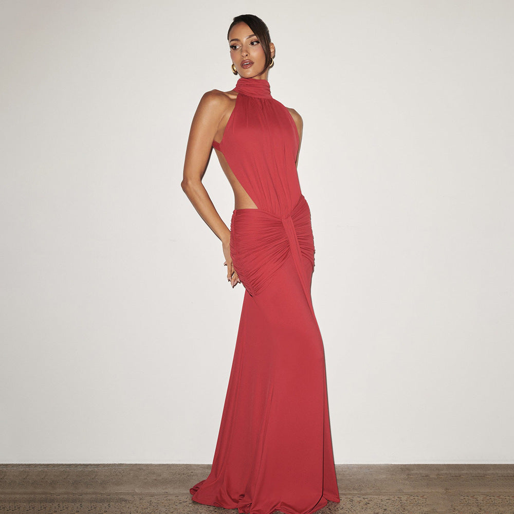 Women's Solid Color Elegant Sexy Slim Fit Backless Dress