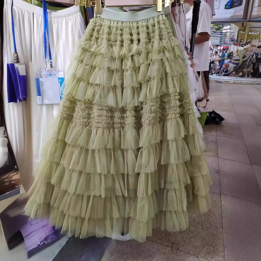 Elegant British A- Line Cake Dress Skirt