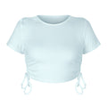 Women's Desire Style Drawstring Strap Shoulder Slimming Design Tops