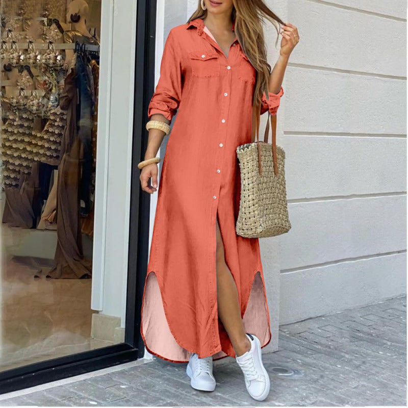Creative Women's Fashion Sexy Print Shirtdress Dress