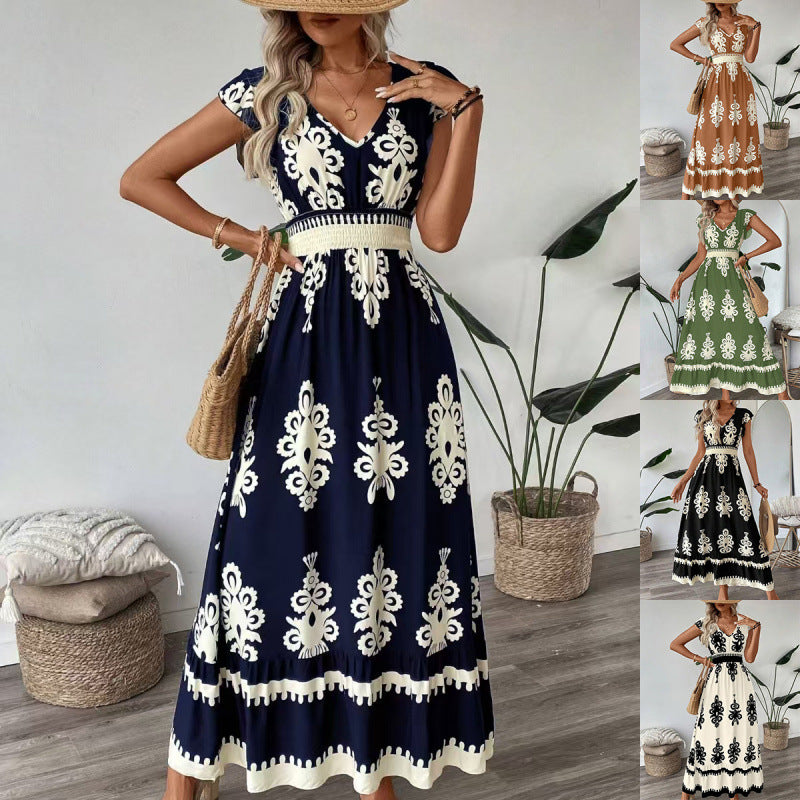 Trendy Popular Versatile Fashion Printed Long Dress
