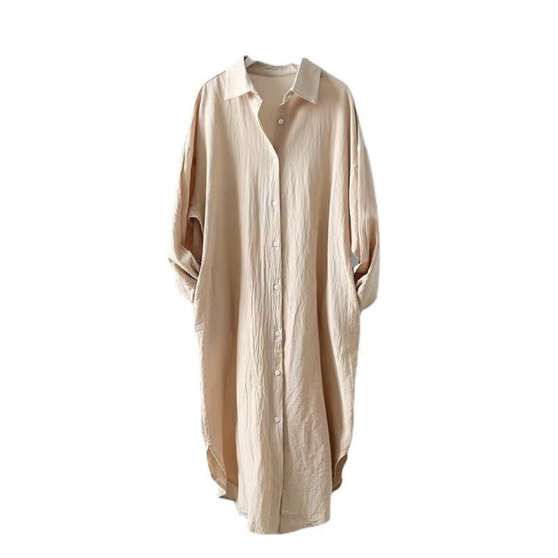 Women's Solid Color Fashion Shirt Cotton Linen Loose Pockets Blouse