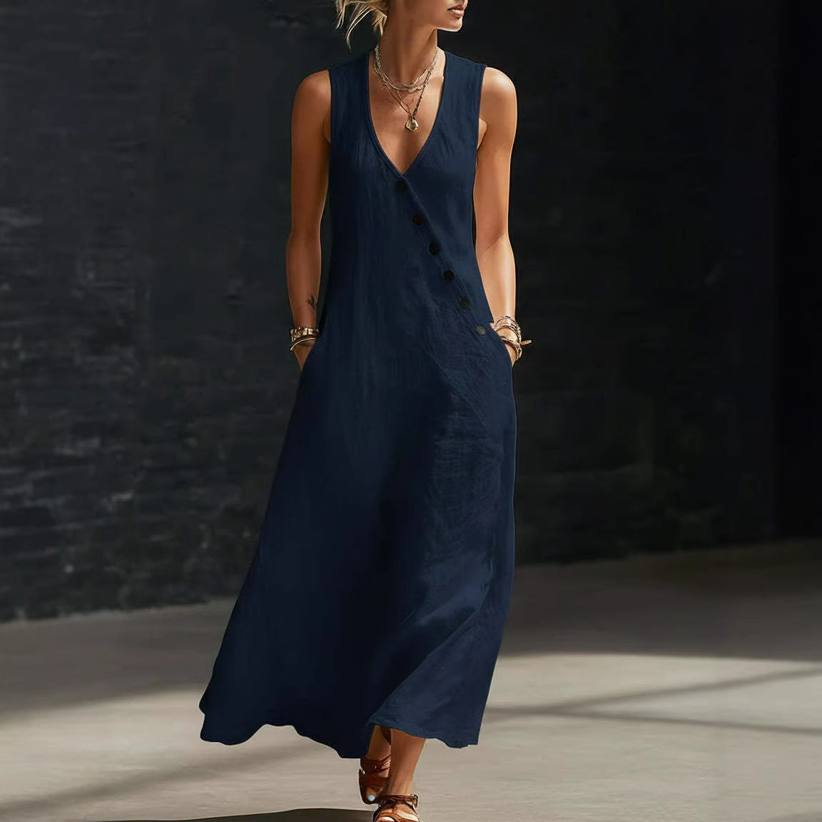 Elegant Women's Summer Holiday Casual Sleeveless Dress
