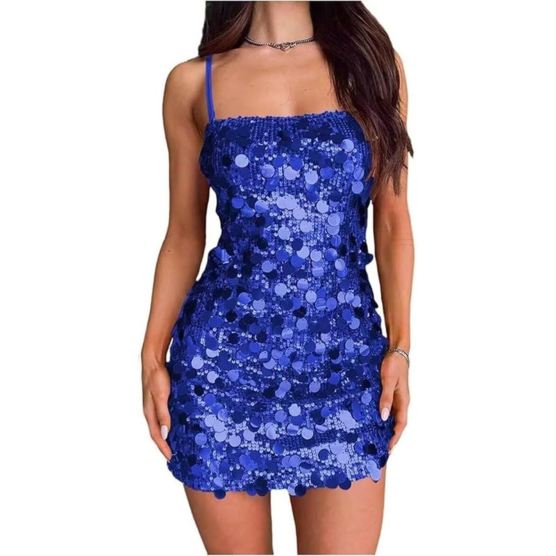 Women's Sequin Sling Banquet Party Hot Backless Dress
