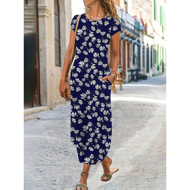 Women's Round Neck Sleeve Trendy Printed With Shorts