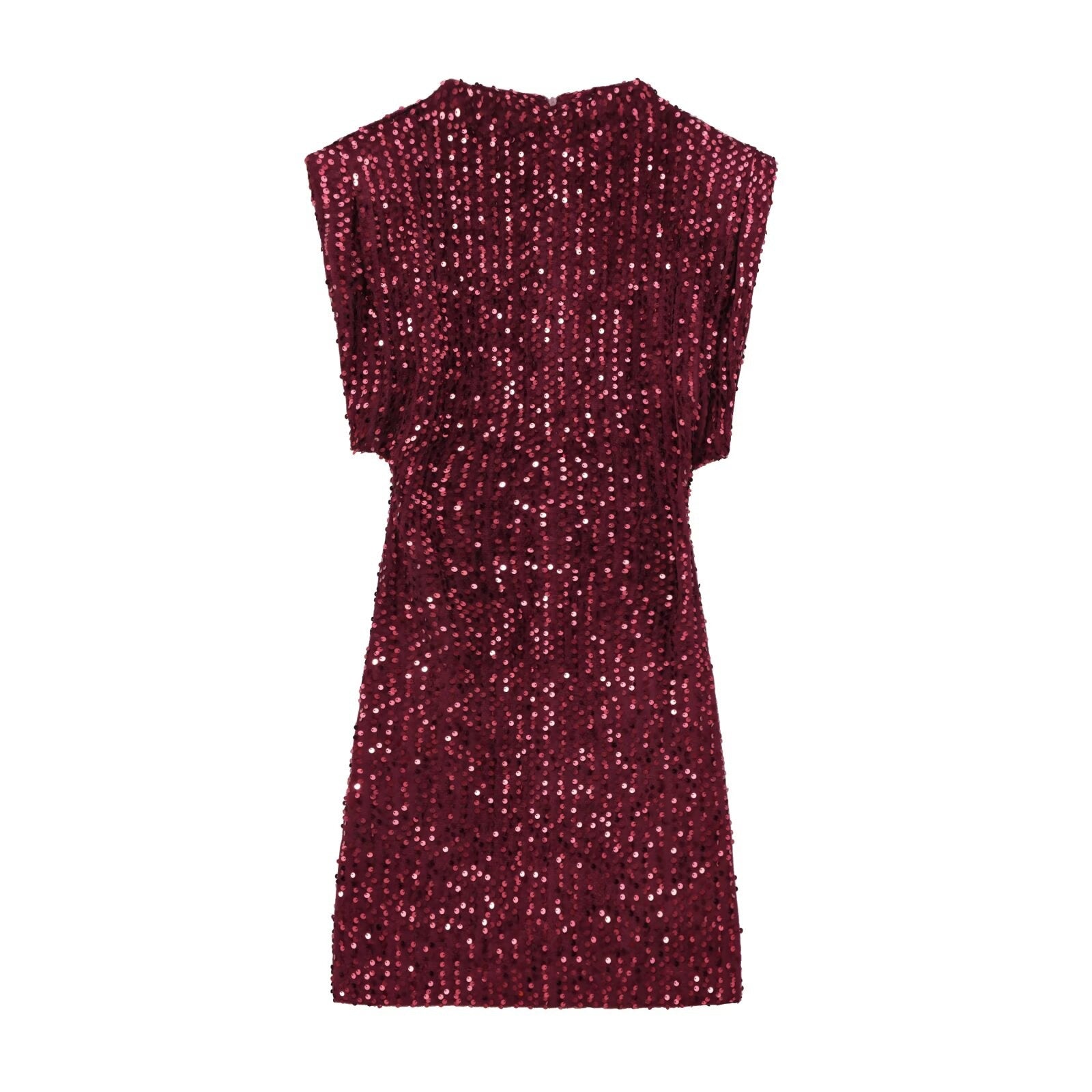 Winter Fashion French Strap Padded Shoulder Beads Dress