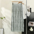 Retro Elegant Layer Tassel Dress Fashionable Draping Skirts