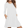 Women's Solid Color Long Sleeve Pocket Dress