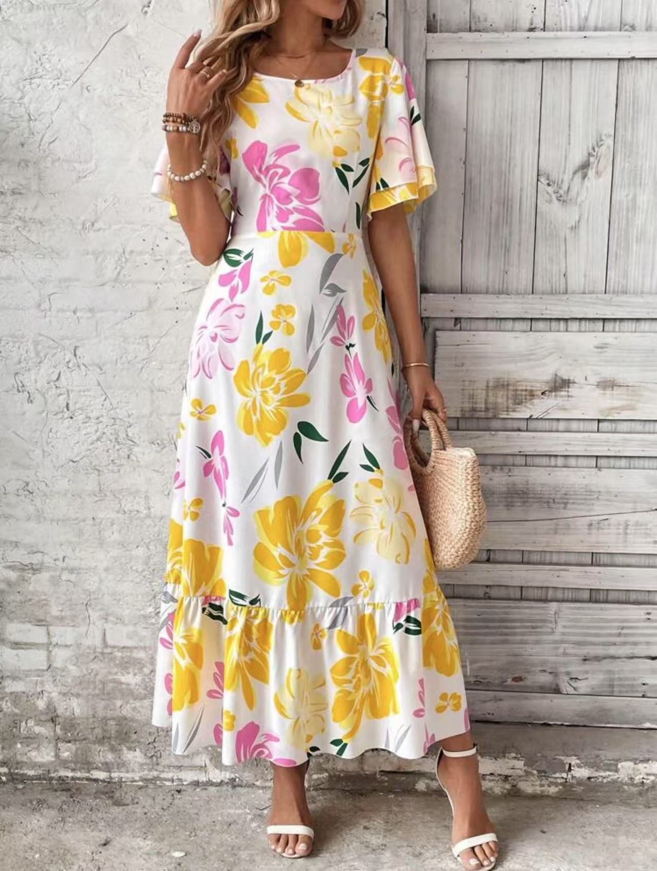 Women's Summer Floral Art Printed Elegant Dress