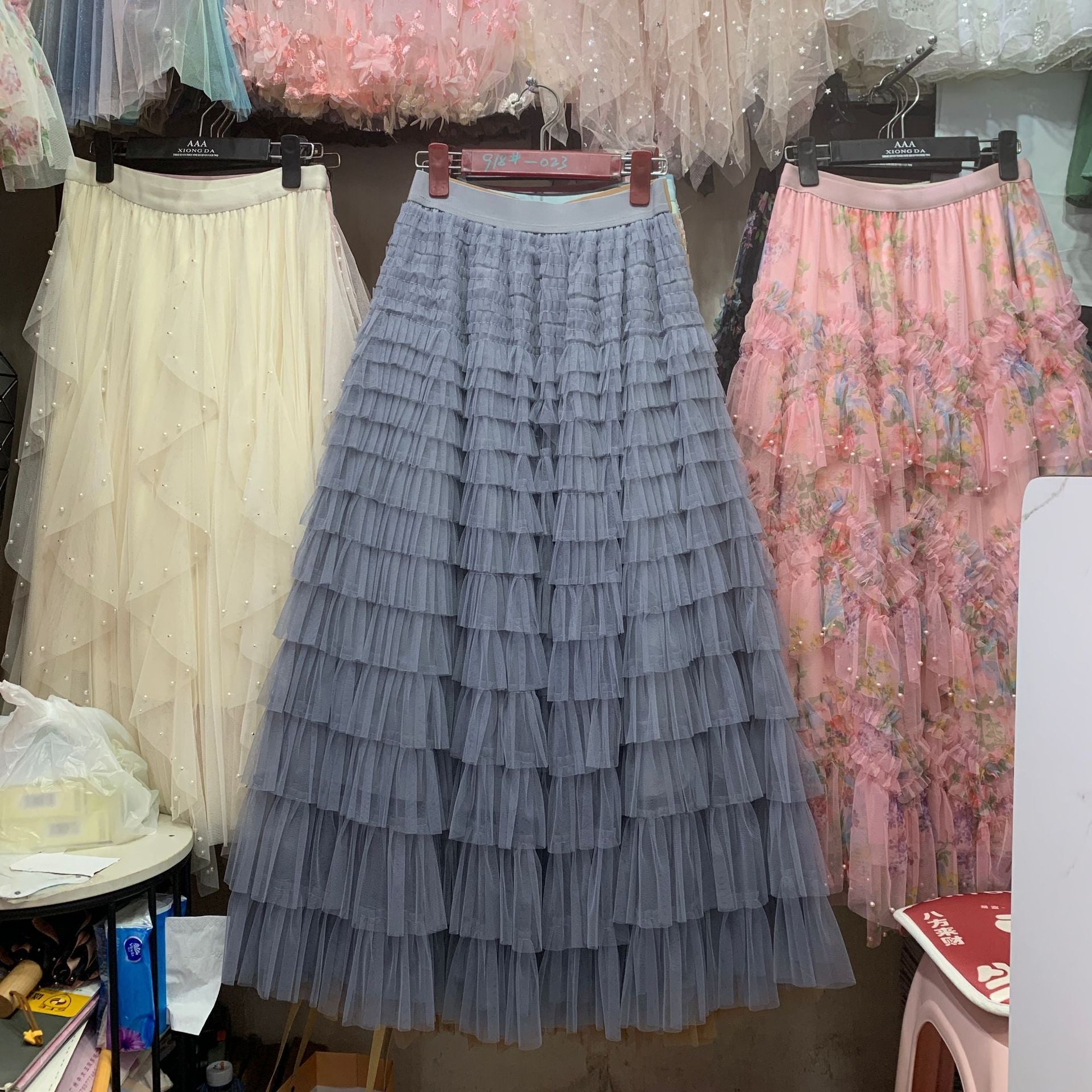 Glamorous Women's Summer Fashion Mesh Tiered Skirt