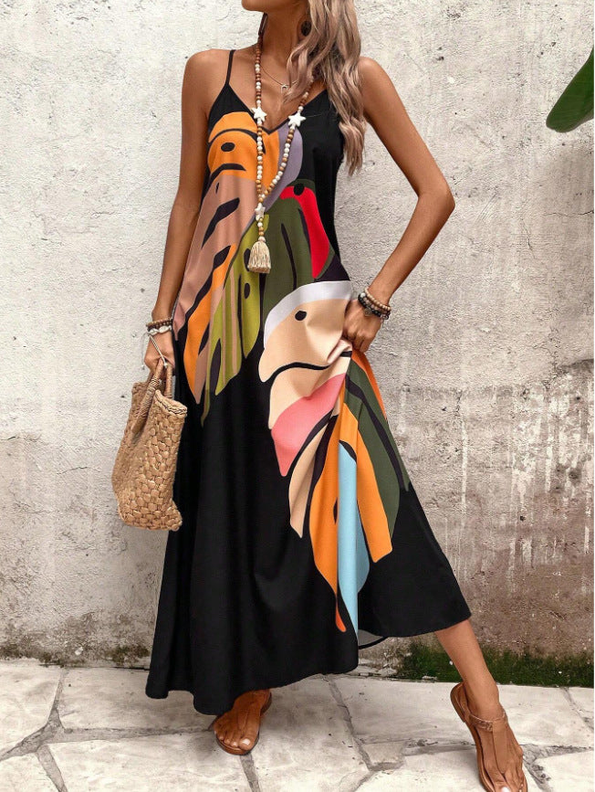 Women's Summer Fashion Casual Floral Print Leaf Dress