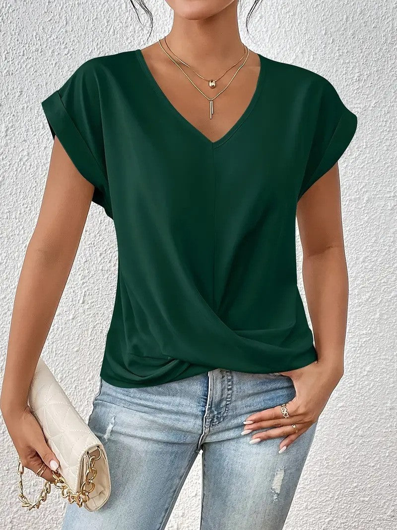 Pretty Women's Solid Color Elegant Sleeve Women's T-shirt