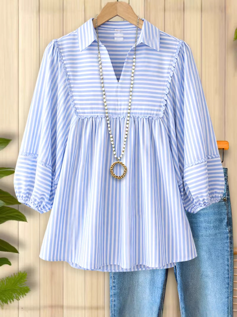 Women's Pullover Long-sleeved Chiffon Shirt For Temperament Blouse