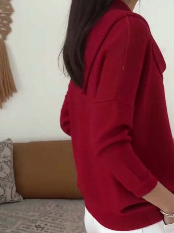 Cool Innovative Women's Solid Color Long-sleeved Sweaters