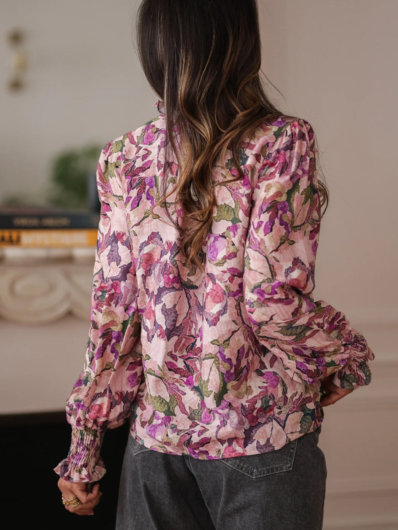 Women's Flower Digital Printing Fashion Loose Shirt Blouse