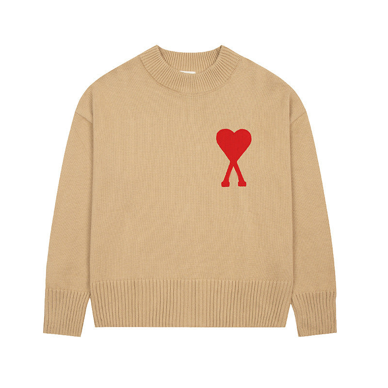 Round Neck Small Love Fashion Female Couple Loose Long Women's Sweater
