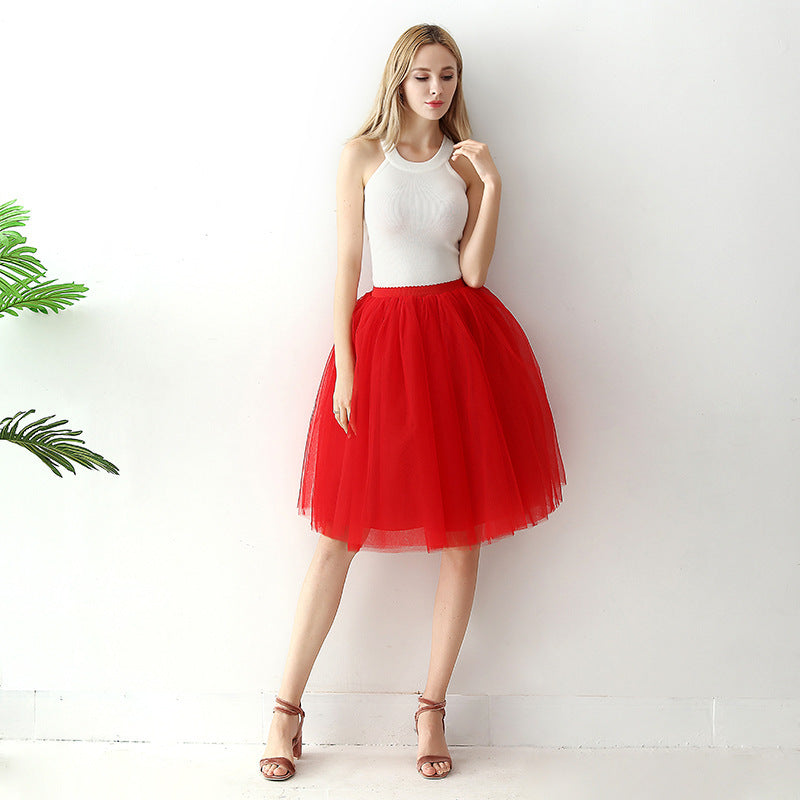 Women's High Waist Mesh Pettiskirt Adult Skirts