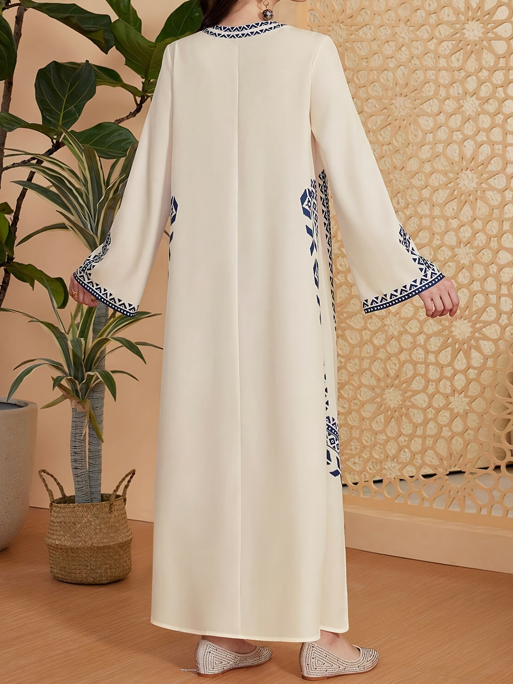 Women's Muslim Printed Robe Arab Ethnic Print Dress