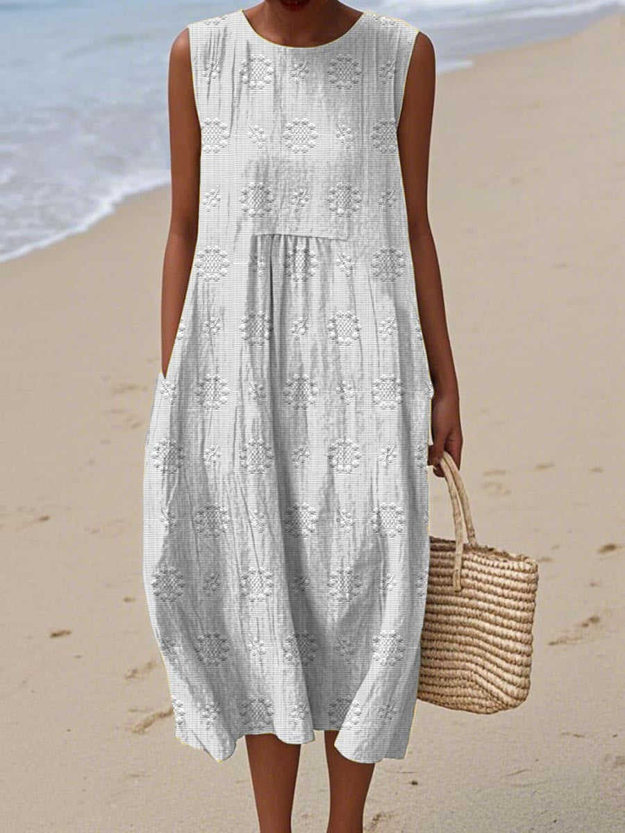 Summer Digital Printing Pattern Sleeveless Long-sleeved Dress
