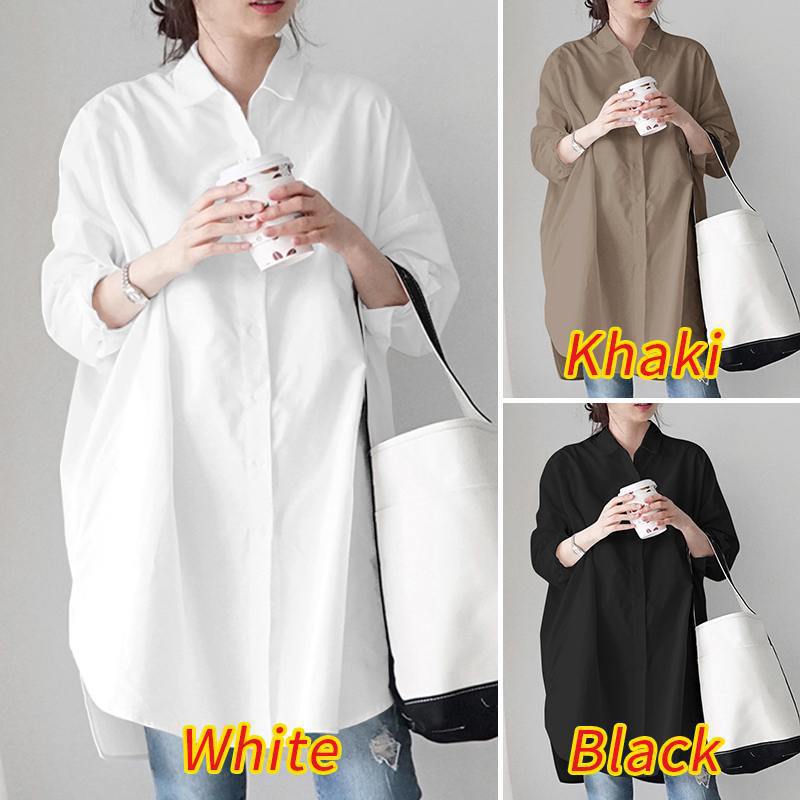 Women's Long Sleeve Loose Casual Irregular Shirt Blouse