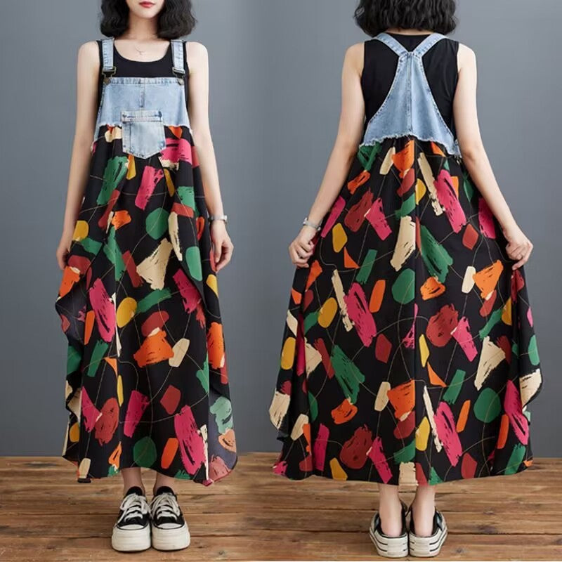 Fashion Ruffles Long Loose Large Denim Dress