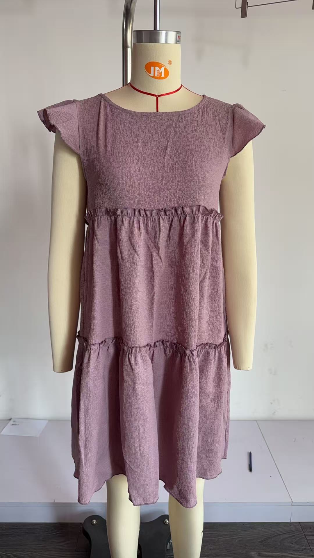 Women's Summer Ruffled Bohemian Solid Color Dress