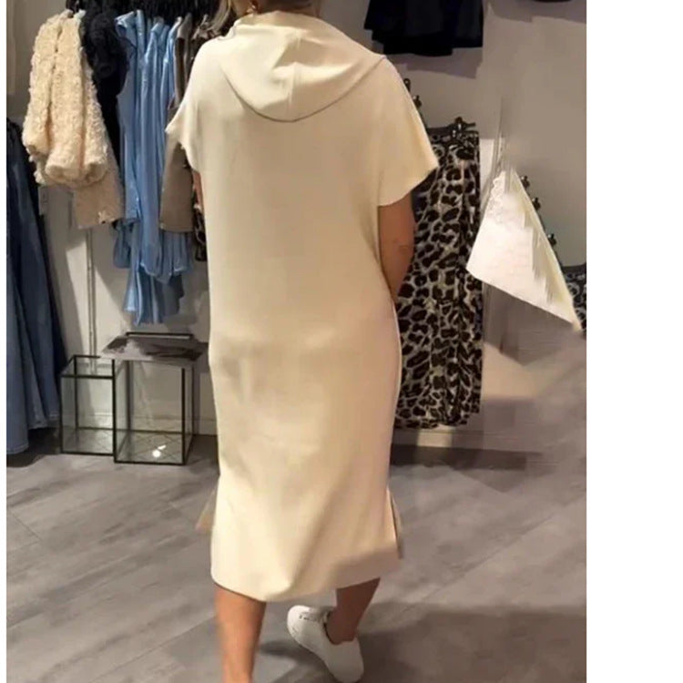 Women's Summer Casual Solid Color Sleeve Pocket Dress